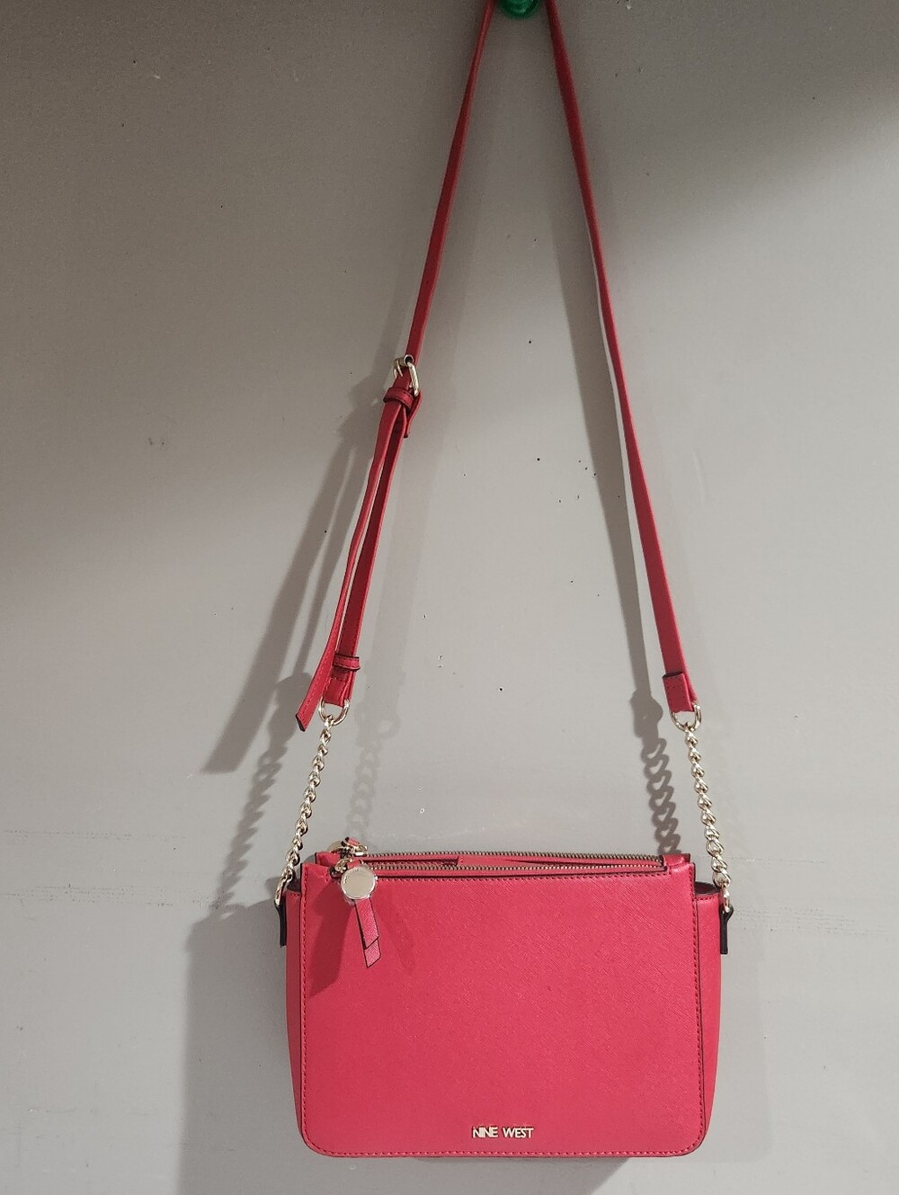 Nine West Small Red Crossbody Bag 2 Zipper Bags Like New Condition